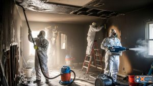 What are the key steps in professional fire damage restoration?